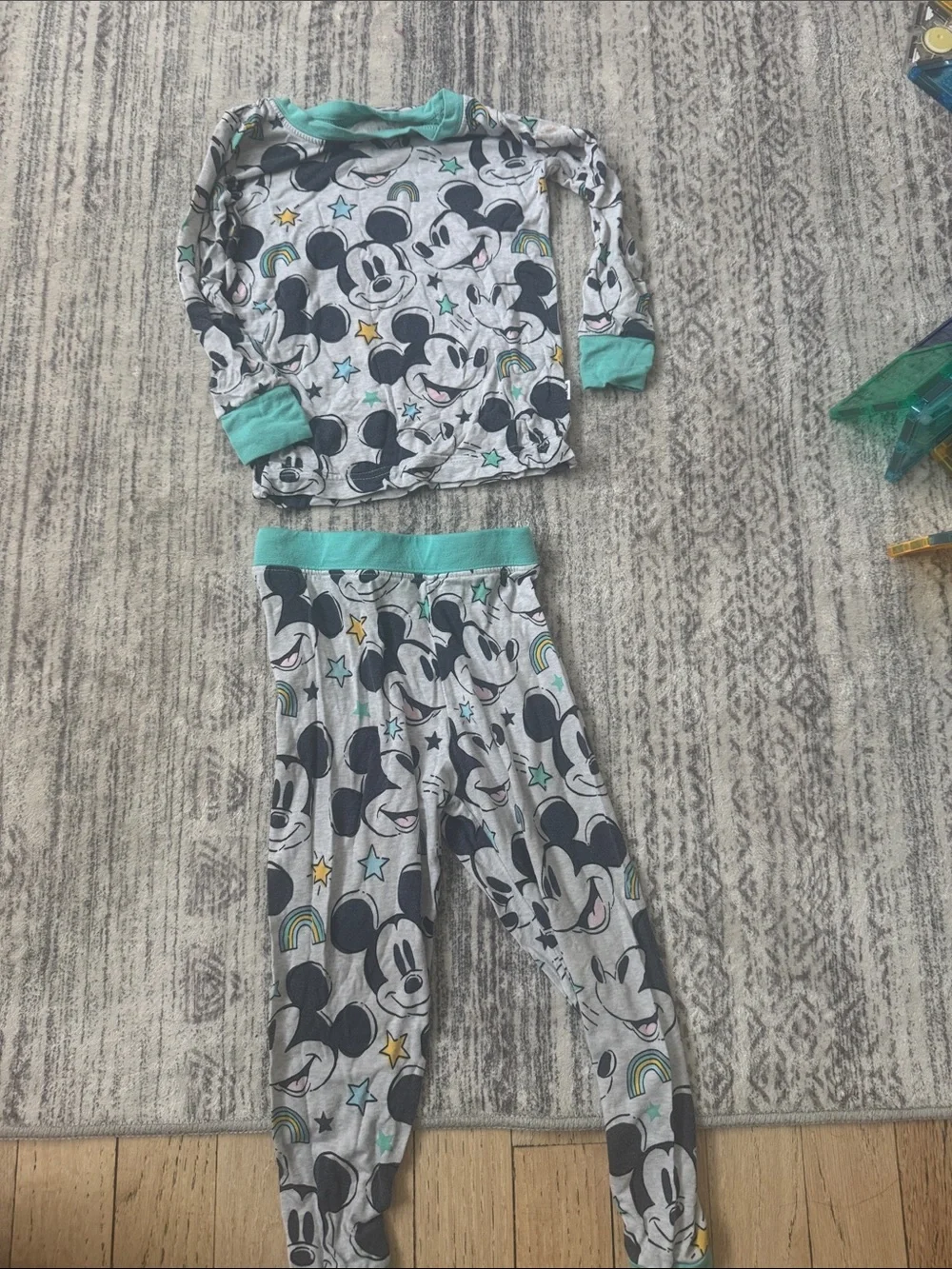 Little Sleepies Gray and Teal Mickey Mouse Pajama Set
